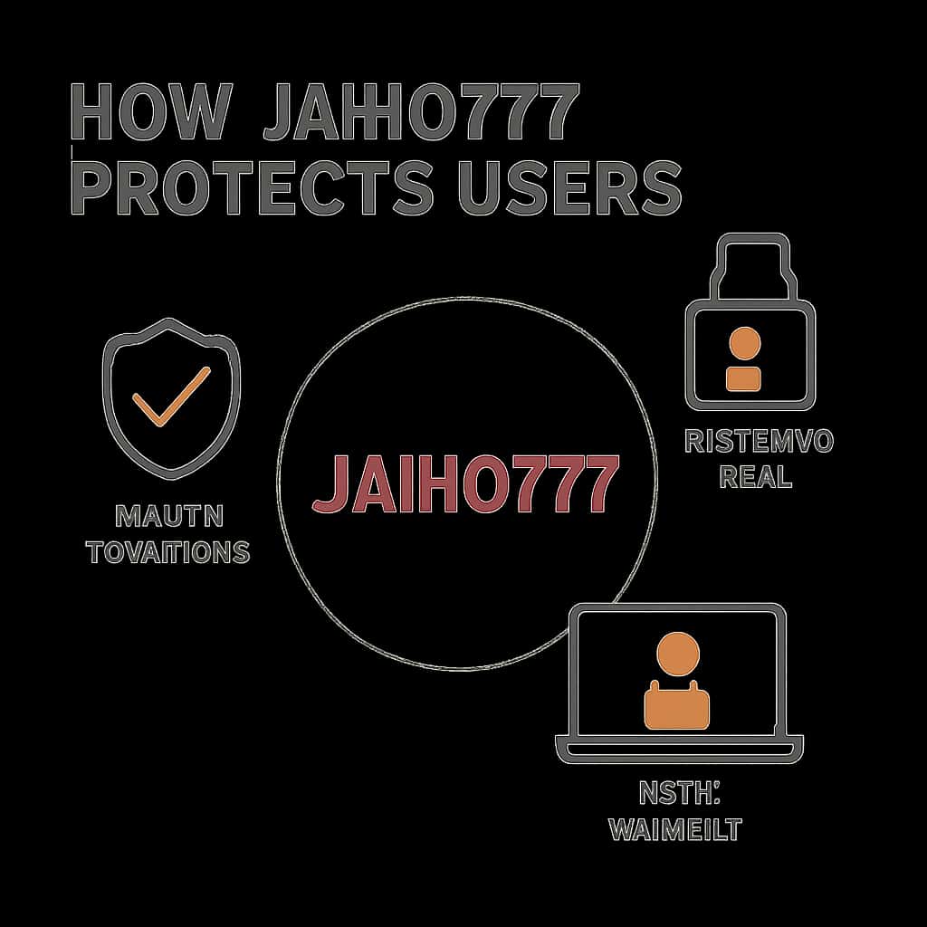 An educational diagram showcasing the key features of Jaiho777's user protection.