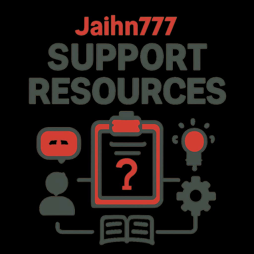 An educational diagram outlining Jaiho777 Support Resources.